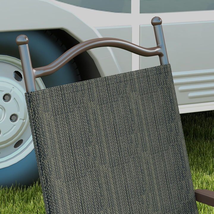 Set of Two Folding Garden Chairs, with Fabric Mesh Seats - Dark Brown