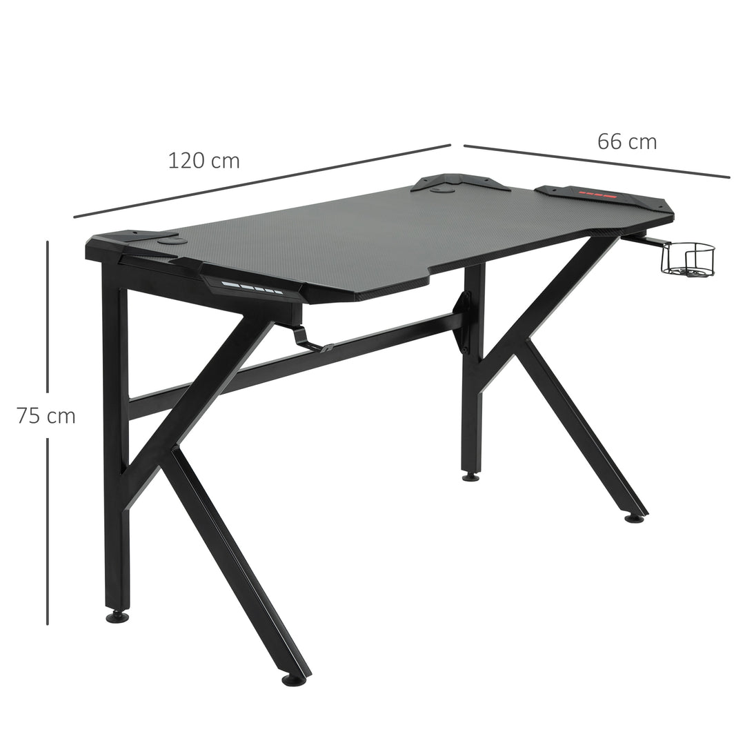 Gaming desk with Cup Holder Headphone Hook Feet Adjustable 120 x 66 x - view 3