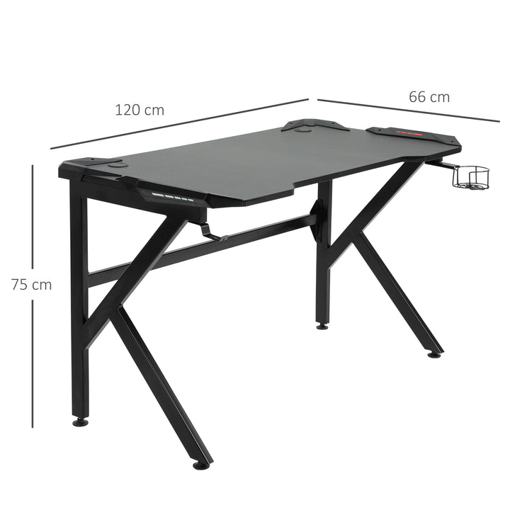Gaming desk with Cup Holder Headphone Hook Feet Adjustable 120 x 66 x - view 3