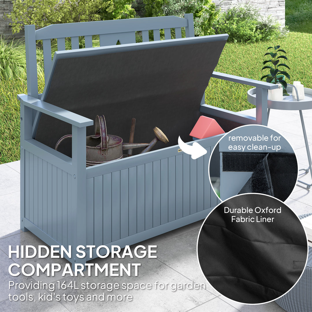 Two-Seater Wooden Storage Bench - Grey
