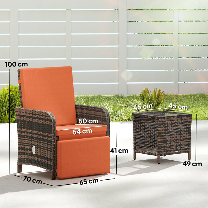 3 Pieces Rattan Bistro Set Balcony Furniture with Cushions, Storage Fu