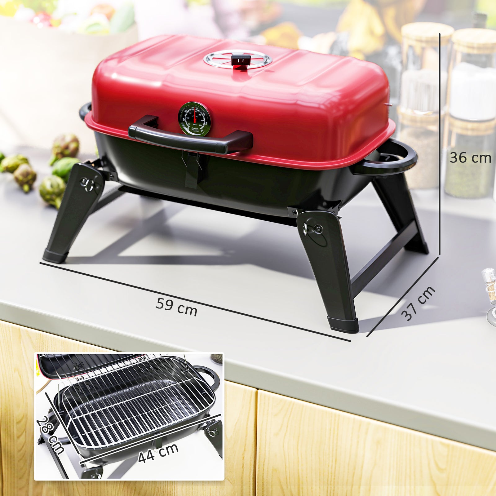 Charcoal Barbecue Grill Folding Portable BBQ Grill for Camping with 12