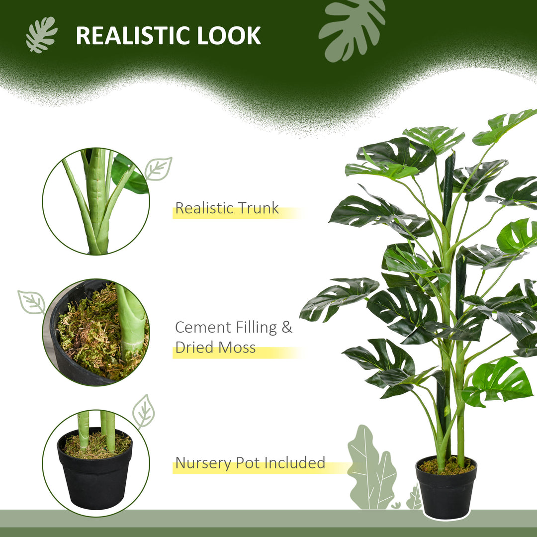100cm/3.3FT Artificial Monstera Tree Decorative Cheese Plant 21 Leaves with Nursery Pot, Fake Tropical Palm Tree for Indoor Outdoor Décor, Set of 2