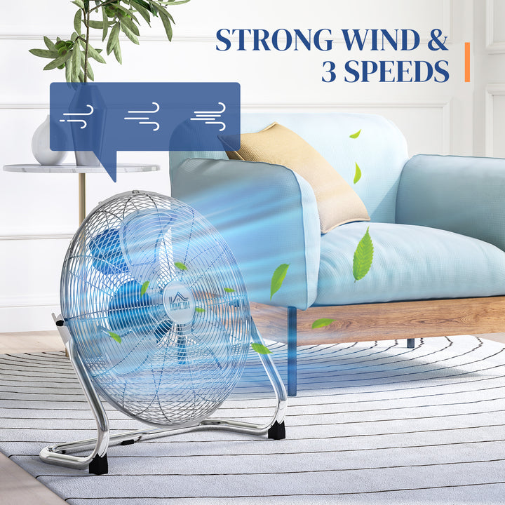 20 Inches Chrome Metal Floor Fan, High Velocity 3-Speed Home Gym with Adjustable Head, Portable Desk & Table Fan Air Circulator for Home Office, Powerful Airflow, Quiet Operation