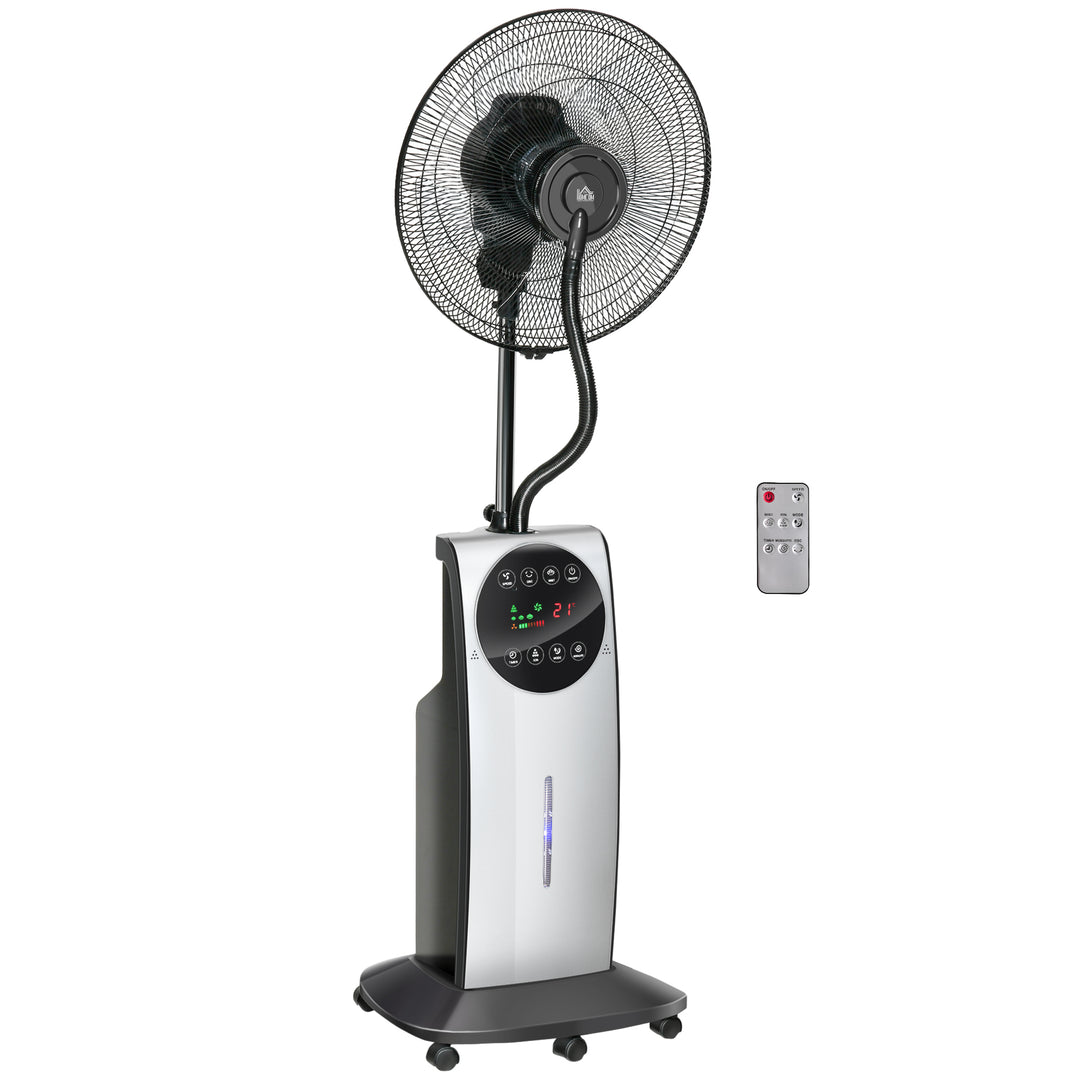 16" Pedestal Fan with Water Mist Spray, Humidifying Misting Fan, Standing Fan with 3 Speeds, 3.1L Water Tank, Timer and Electric Mosquito Killer Jack, Black