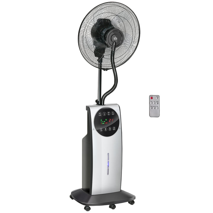 16" Pedestal Fan with Water Mist Spray, Humidifying Misting Fan, Standing Fan with 3 Speeds, 3.1L Water Tank, Timer and Electric Mosquito Killer Jack, Black