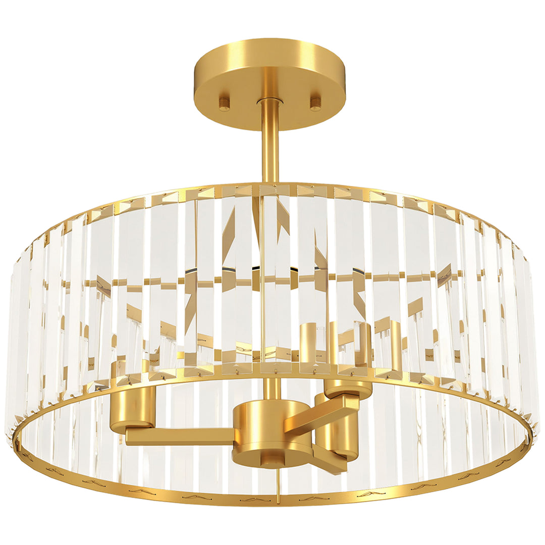 Crystal Ceiling Light Fixture, Semi Flush Mount Modern Crystal Chandelier Ceiling Light for Living Room, Bedroom, Hallway, Dining Room, E14 Base 3-Lights, Gold Tone
