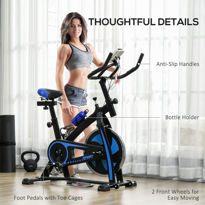 SPORTNOW Exercise Bike, Indoor Stationary Bike, Cycling Machine with Adjustable Seat and Resistance for Home Gym Workout, Blue