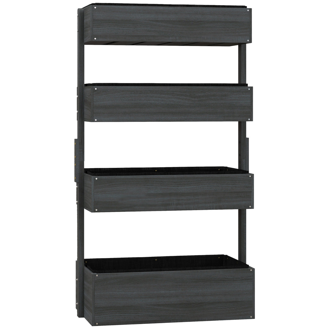 Four-Tier Basket Wooden Plant Stand - Grey