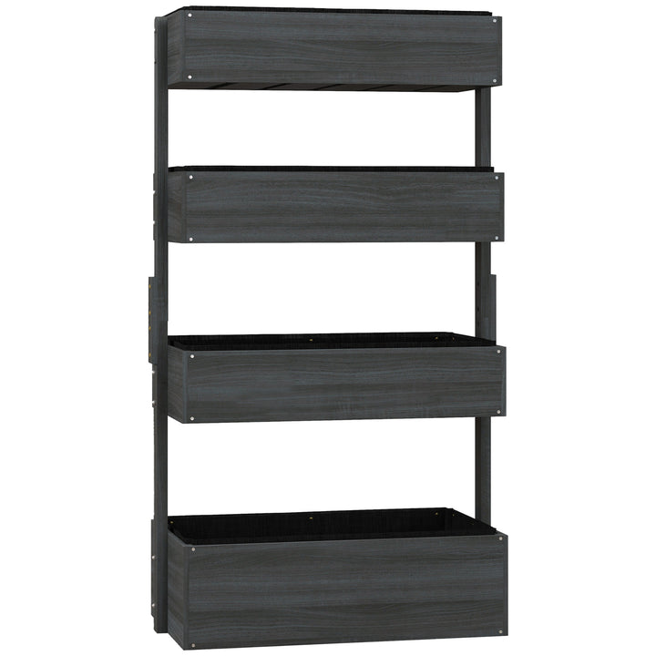 Four-Tier Basket Wooden Plant Stand - Grey