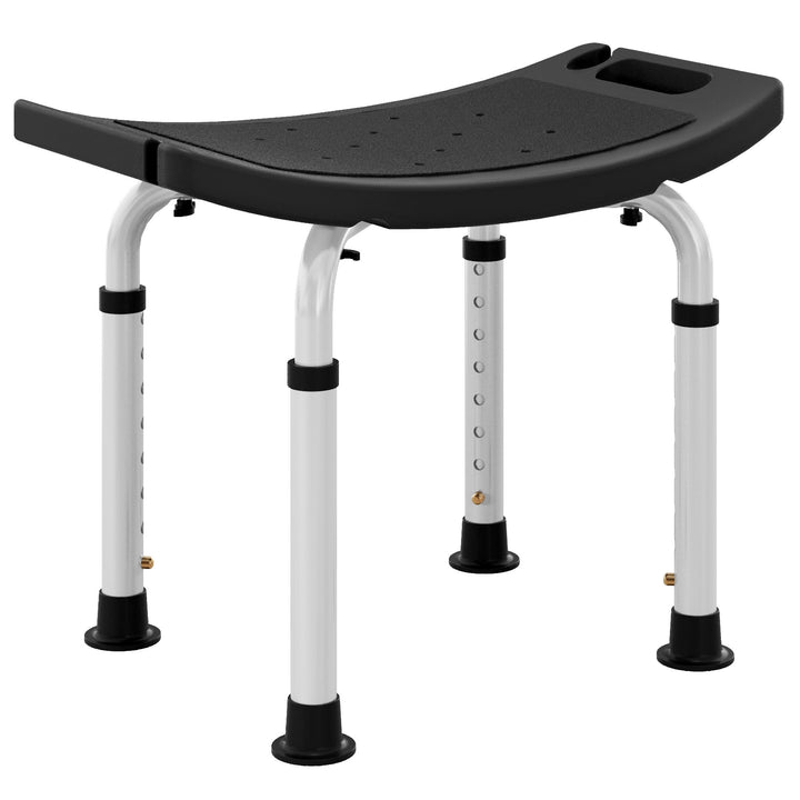 HOMCOM Height Adjustable Bath Stool, Aluminium Shower Stool with Non-Slip Pads for Elderly, Disabled, Seniors, Pregnant, Black | Aosom UK