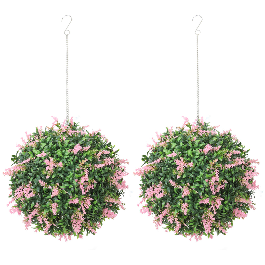 Set of 2 Artificial Plant Topiary Balls, UV-protected Fake Decorative 