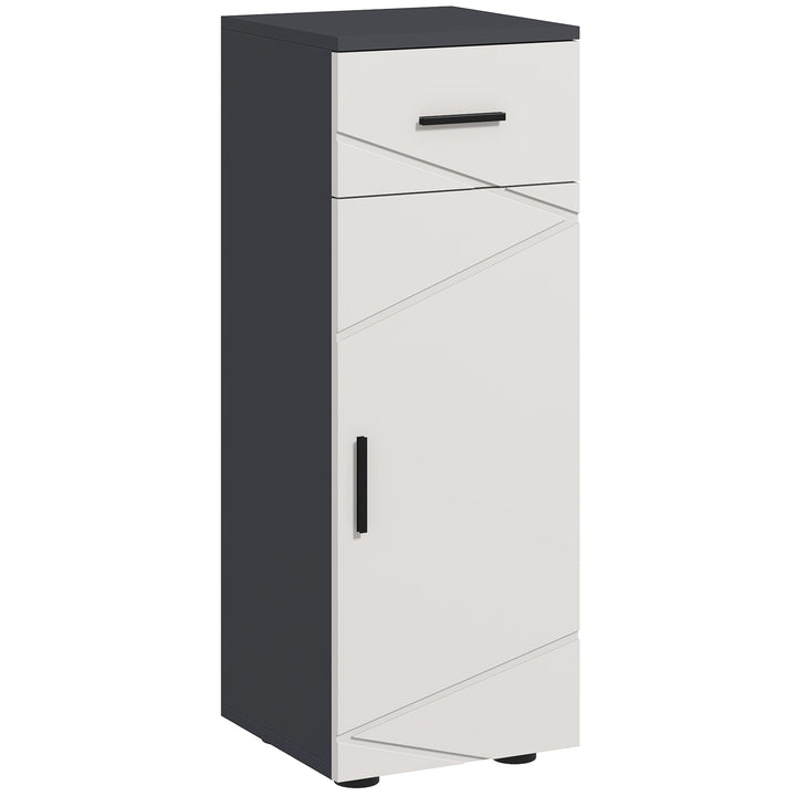 kleankin Slender Bathroom Cabinet: Compact Storage with Drawer, Door & Adjustable Shelf, Soft-Close Mechanism, Grey Hue | Aosom UK