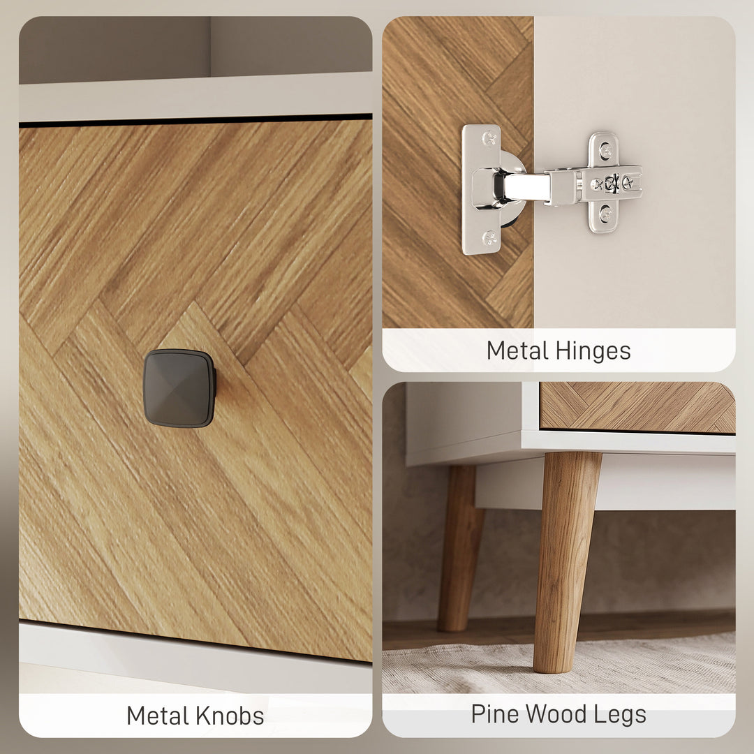 Cabinet Wood-Effect Sticker Surface, Modern Wardrobe with 2 Hanging Ro