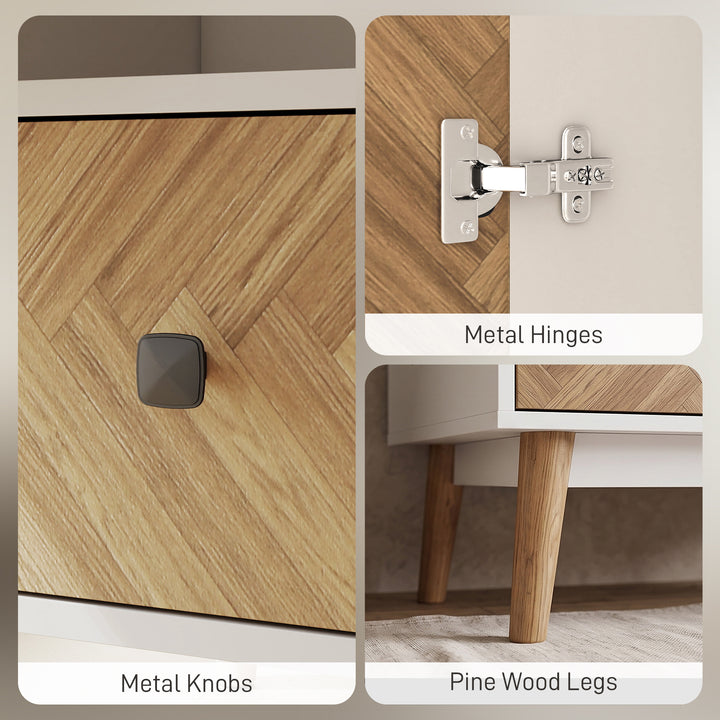 Cabinet Wood-Effect Sticker Surface, Modern Wardrobe with 2 Hanging Ro