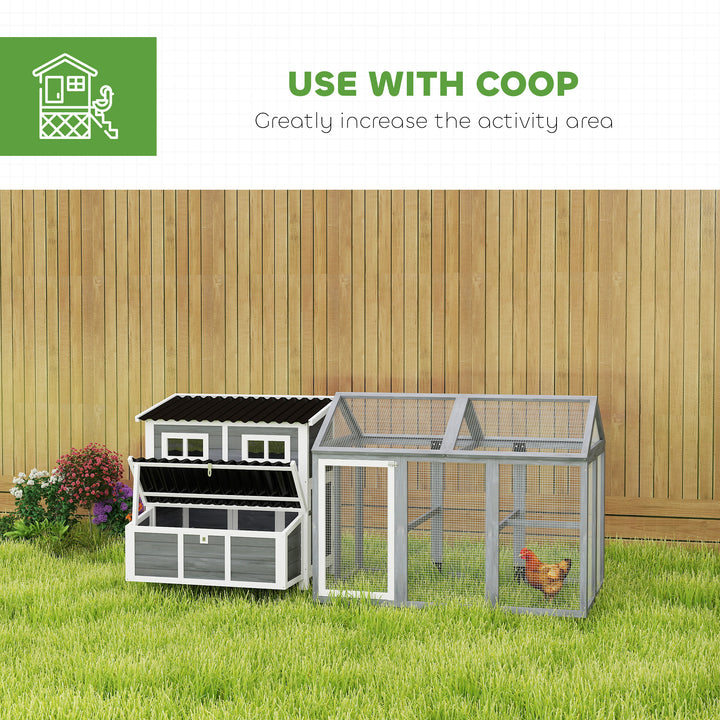2-Piece Wooden Chicken Coop and Run Set, Poultry Run Cage with Nesting Box, Slide-Out Tray, Roof, Perch