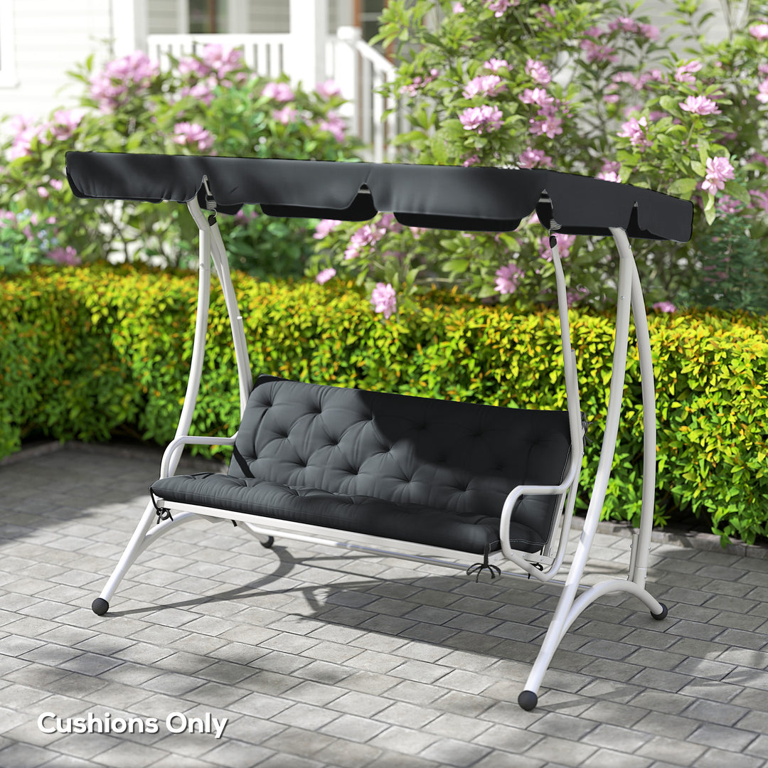 3 Seater Bench Pad, Garden Swing Chair Cushion with Back and Ties, Tuf