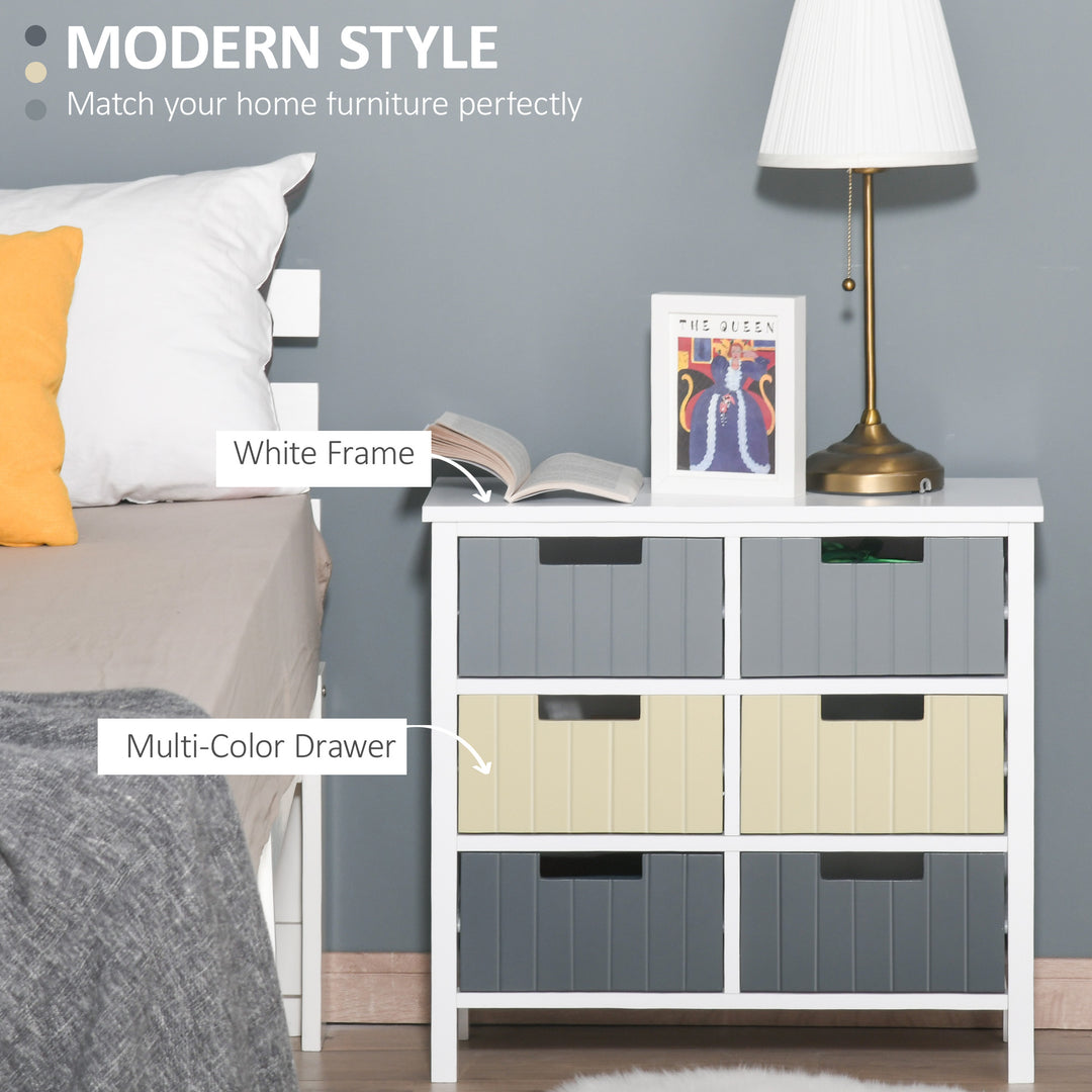 6 Drawer Storage Tower, Dresser Chest with Wood Top, Organiser Unit for Closets Bedroom Nursery Room Hallway
