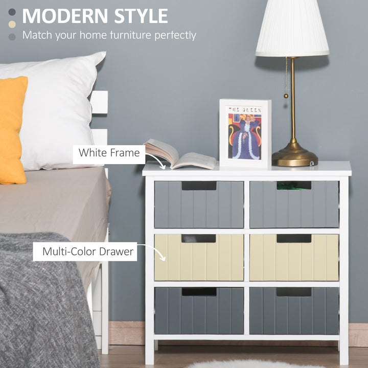 6 Drawer Storage Tower, Dresser Chest with Wood Top, Organiser Unit for Closets Bedroom Nursery Room Hallway