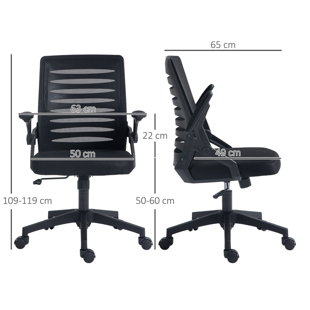 44-53.5cm Adjustable Height Work Chair, with Mesh Back - Black