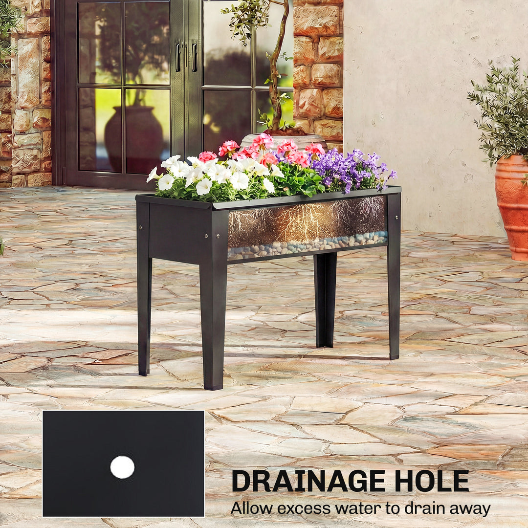 Raised Planter, Metal Raised Garden Bed on Legs with Drainage Hole and