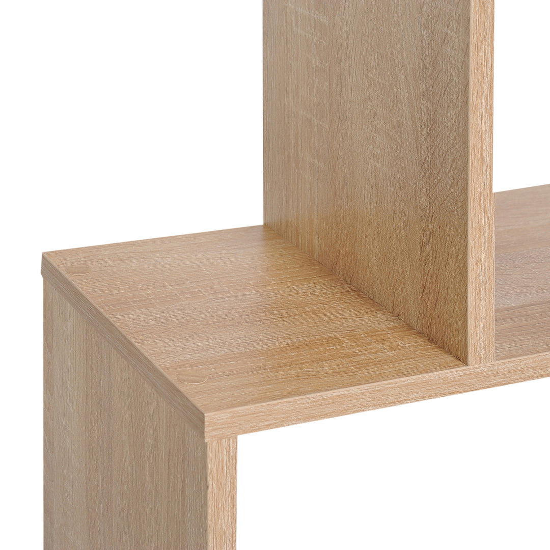 Bookcase, 6 Tier Shelf S Shaped Bookshelf, Storage Unit, Display Shelf for Living Room, Bedroom, Home Office, Plant, Oak