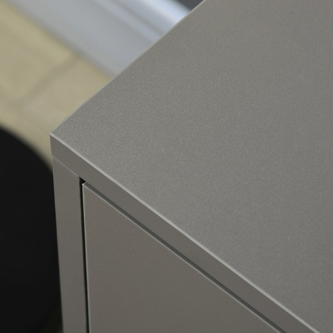 Freestanding Printer Stand Unit Office Desk Side Mobile Storage w/ Wheels 3 Drawers, 2 Open Shelves Modern Style 80L x 40W x 65H cm - Grey