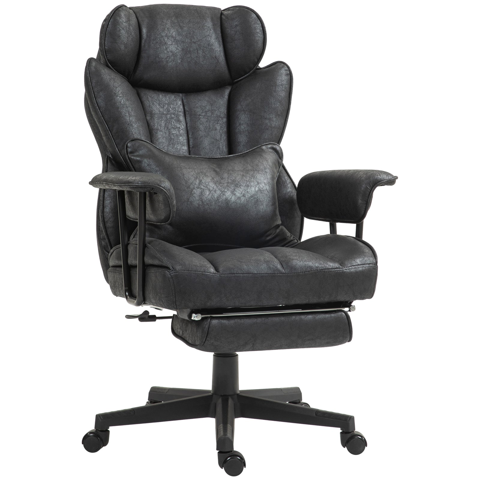 Executive Office Chair, Ergonomic Desk Chair with Foot Rest, Lumbar Support, Reclining Function and Wide Seat, Black