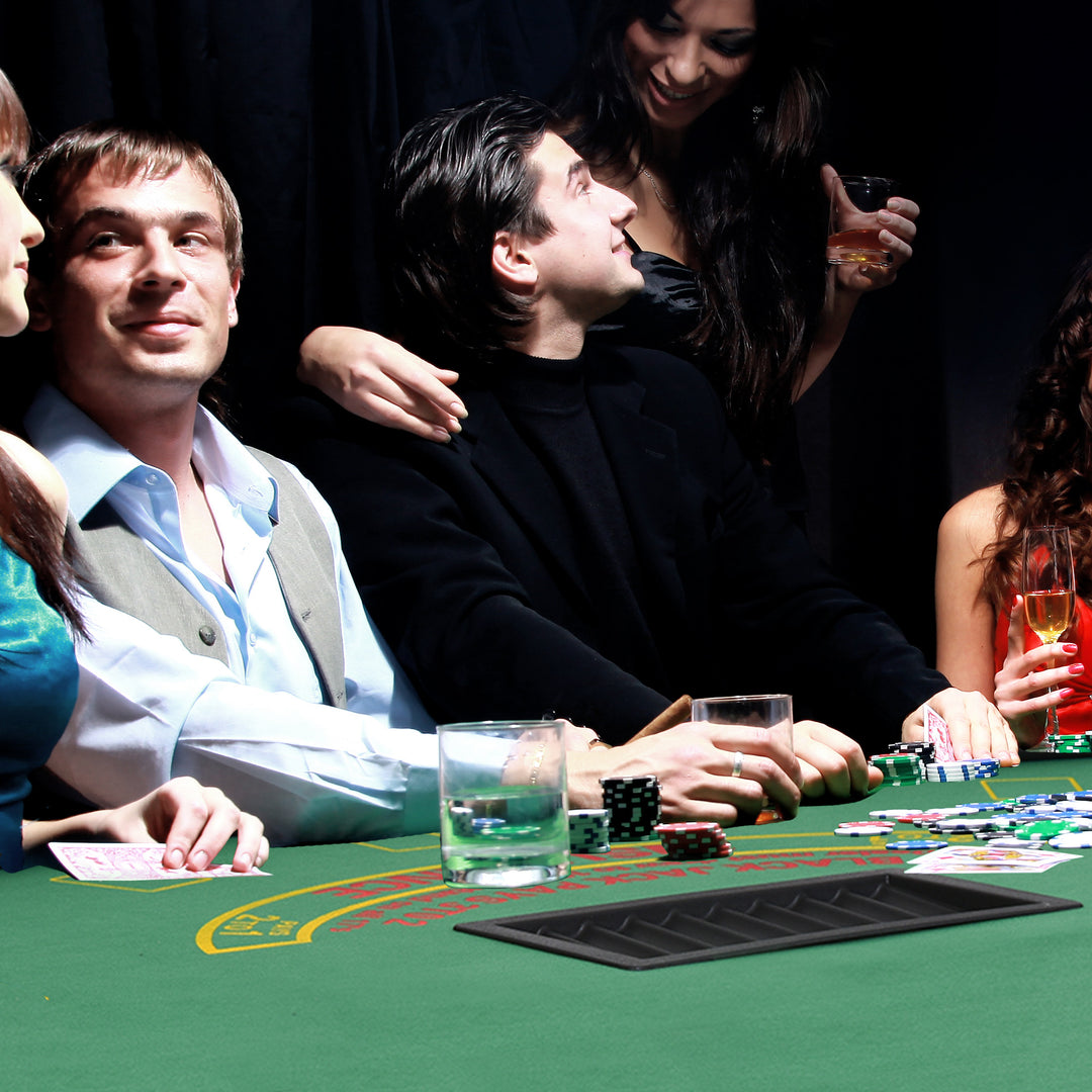 Poker Table, 7-Player Folding Blackjack Table with Chip Tray, Cup - view 2