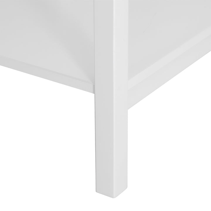 MCL White Bedside Table, Wooden Side Table, Nightstand, Bedside Cabinet with Drawer and Storage Shelf for Bedroom and Living Room