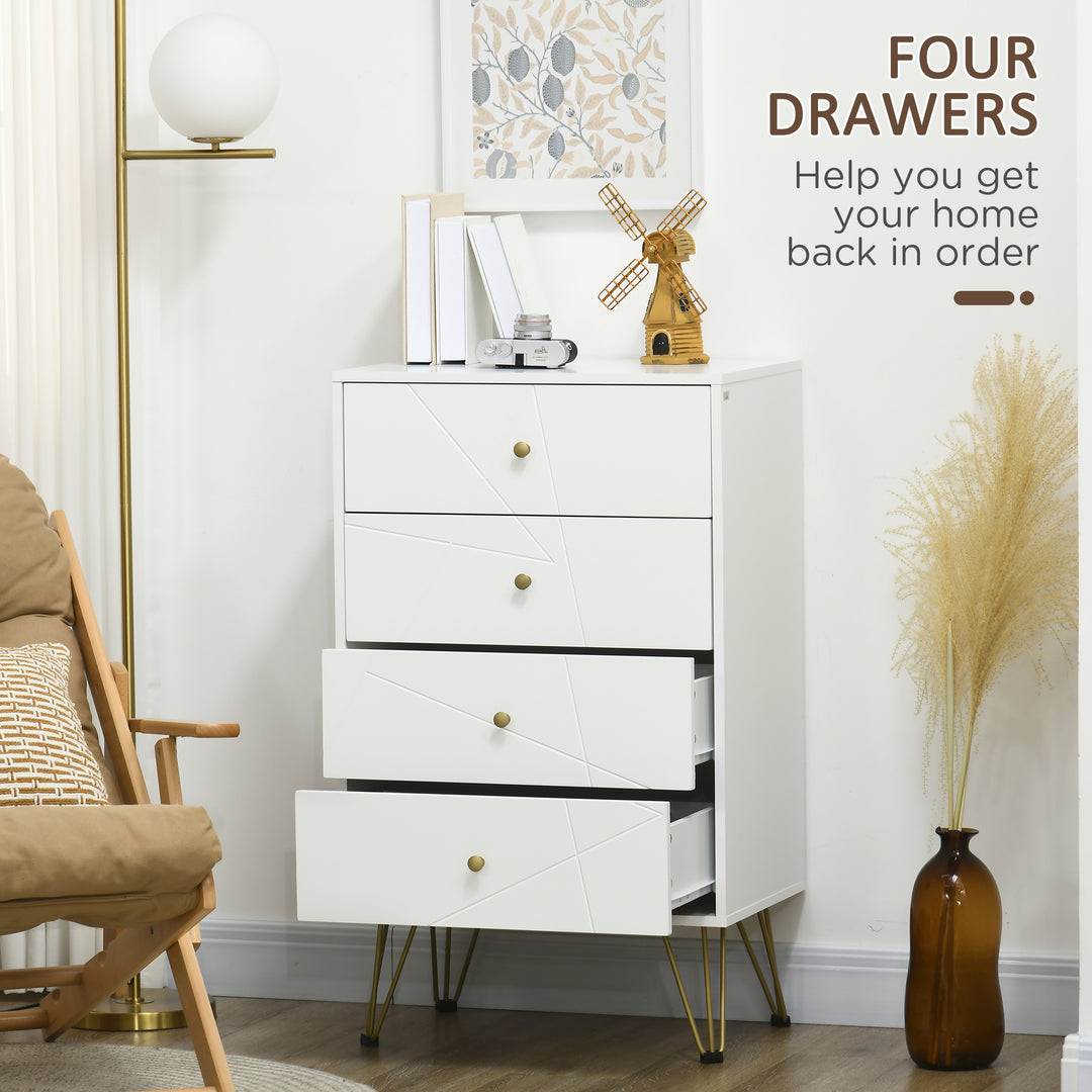 HOMCOM Bedroom Dresser: 4-Drawer Chest with Hairpin Legs, Stylish Storage Solution | Aosom UK