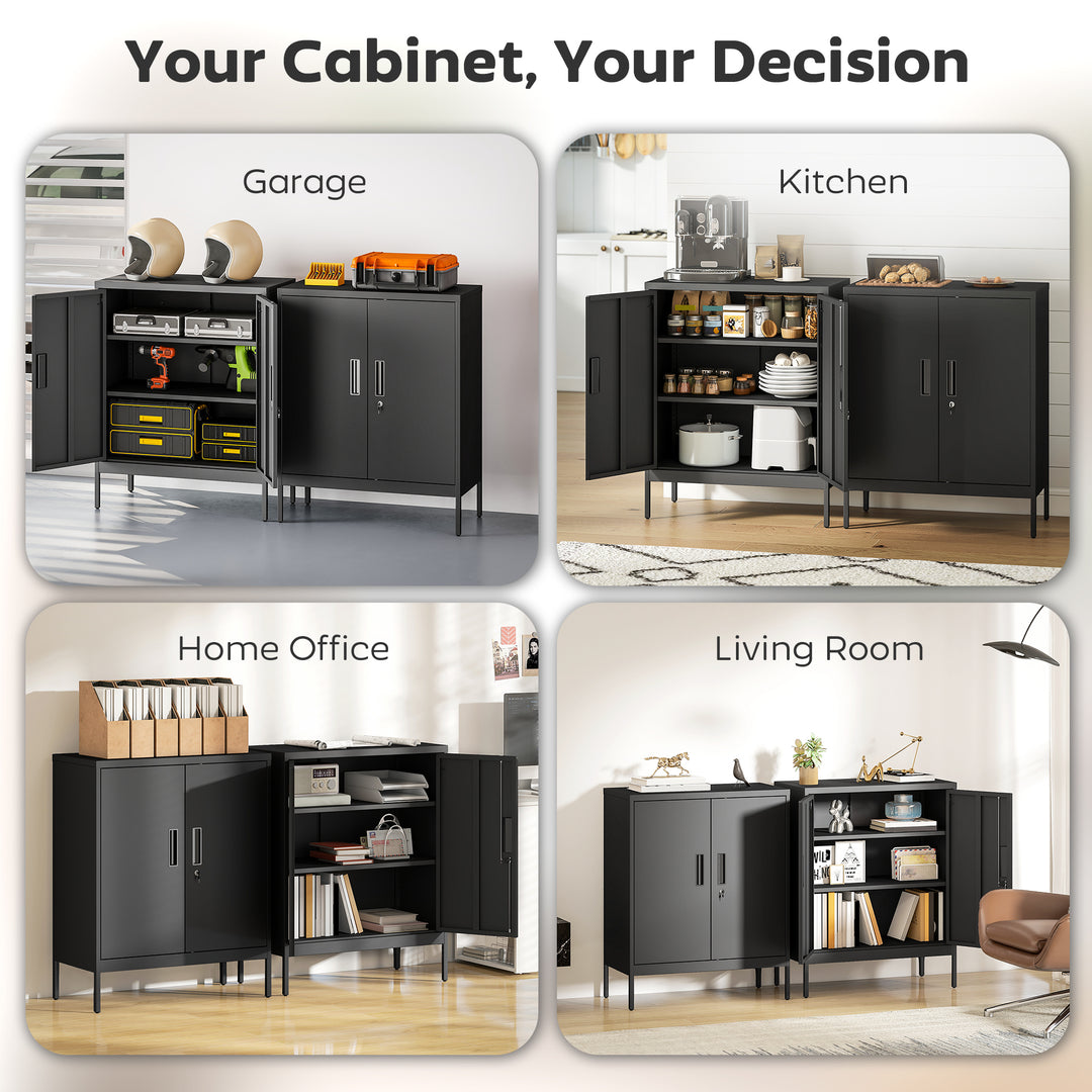 Metal Storage Cabinet with Lock and Adjustable Shelves