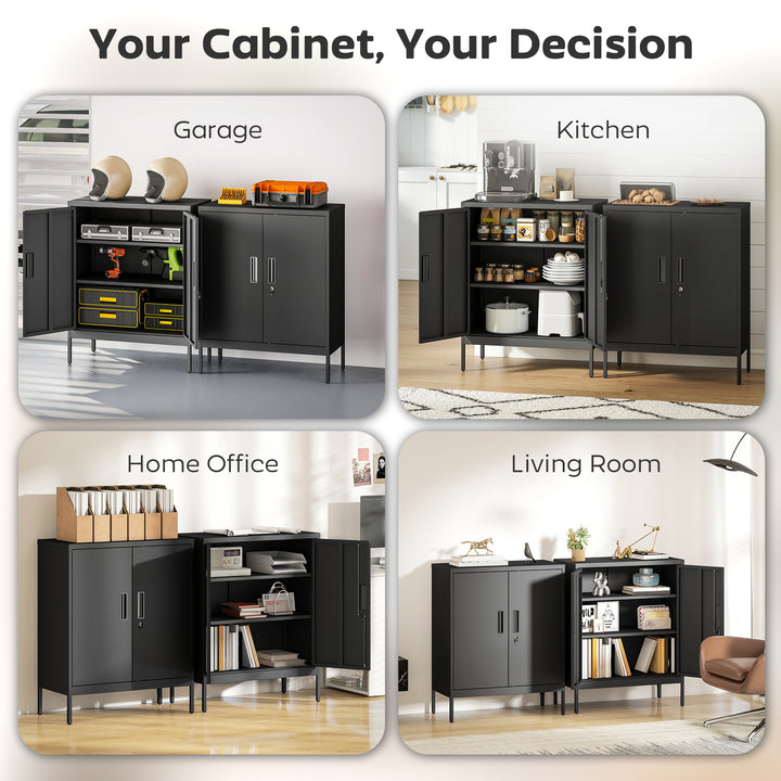 Metal Storage Cabinet with Lock and Adjustable Shelves