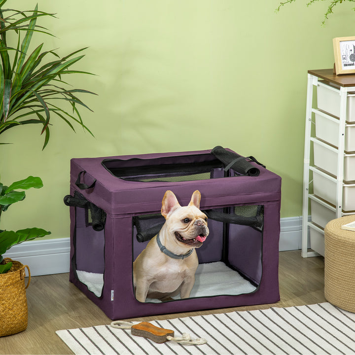 PawHut Portable Dog Carrier Bag, Foldable Cat Carrier, for Miniature and Small Dogs, 69 x 51 x 51 cm, Purple | Aosom UK