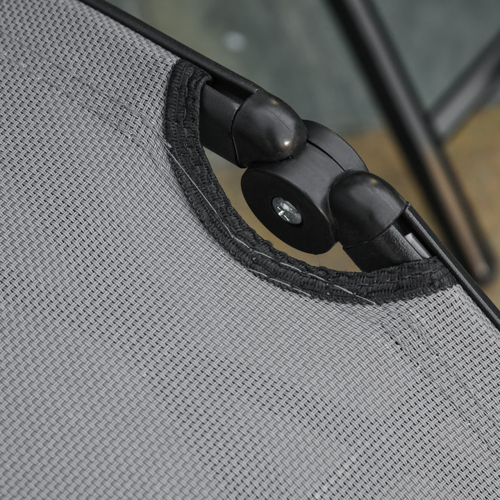 MCL Set of 2 Outdoor Sun Lounger 10-Position Adjustable Texteline Folding Reclining Chairs with Footrest for Patio Garden, Grey