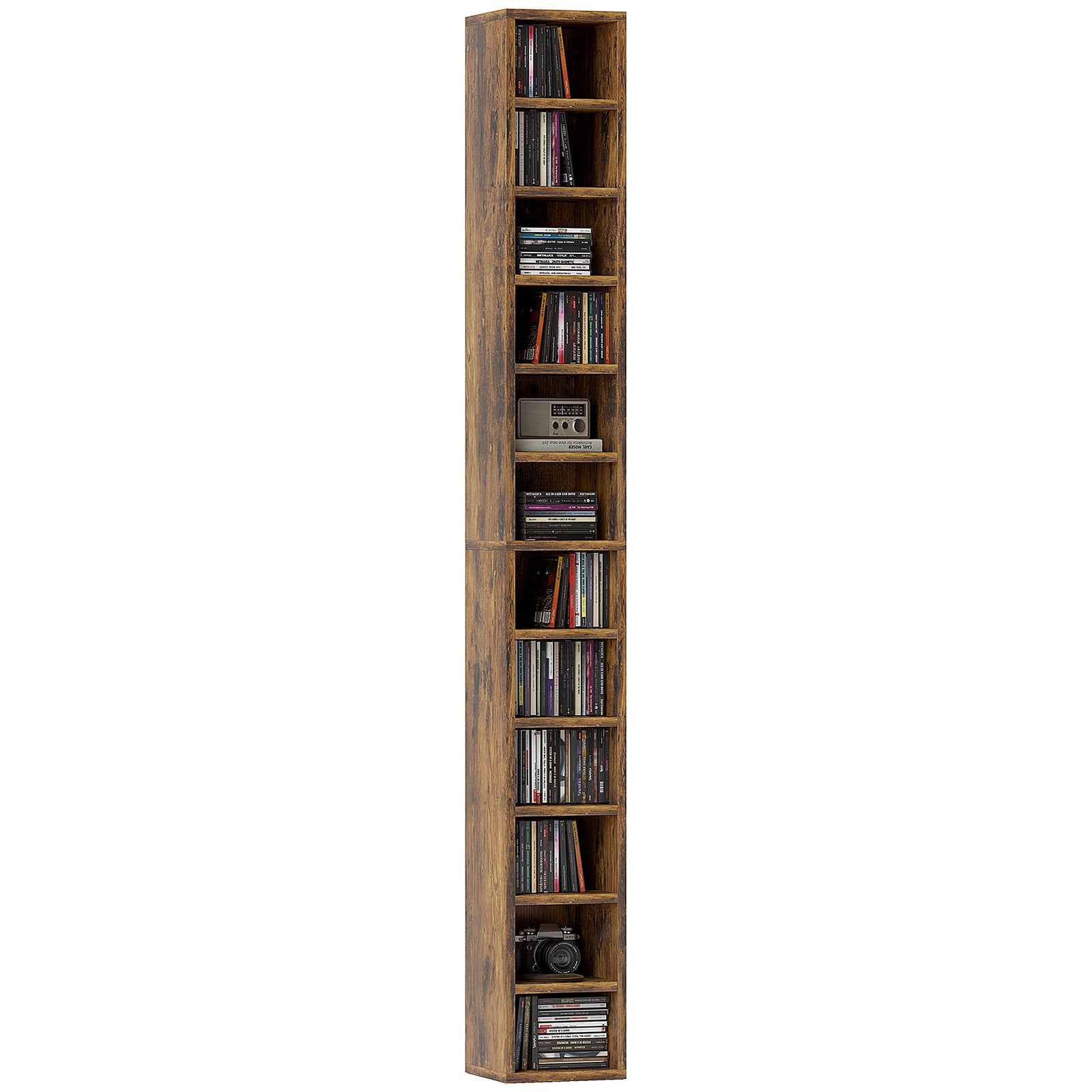 204 CD Tall Narrow Media Storage Tower - Rustic Brown