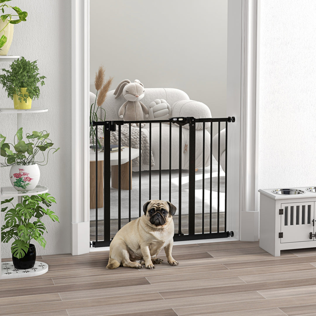 Adjustable Safety Gate w/ One Extensions, Four Adjustable Screws, Blac