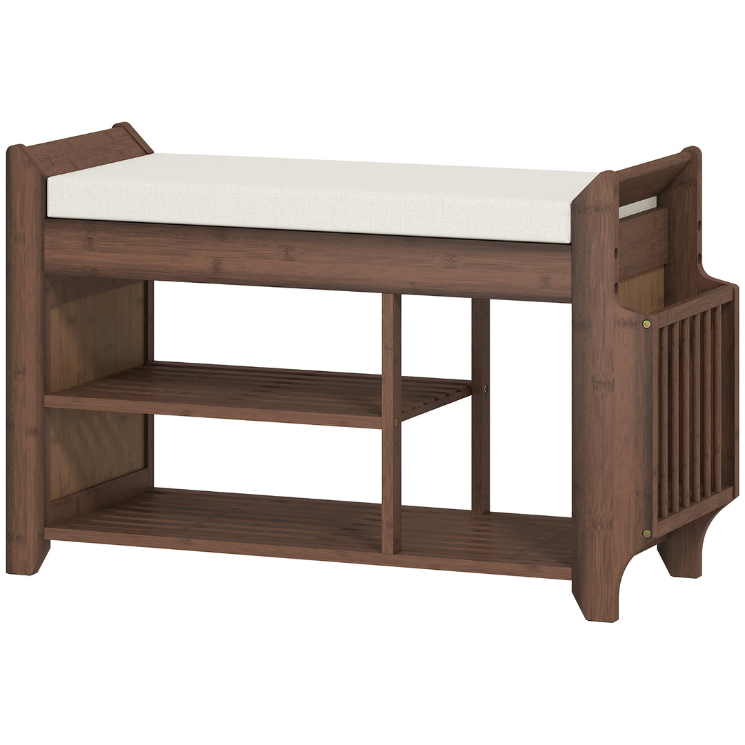 Shoe Bench 2-Tier Boot Section Entryway Storage Bench Cushioned Seat 8