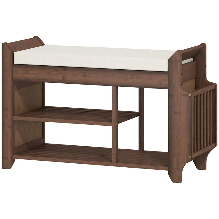 Shoe Bench 2-Tier Boot Section Entryway Storage Bench Cushioned Seat 8