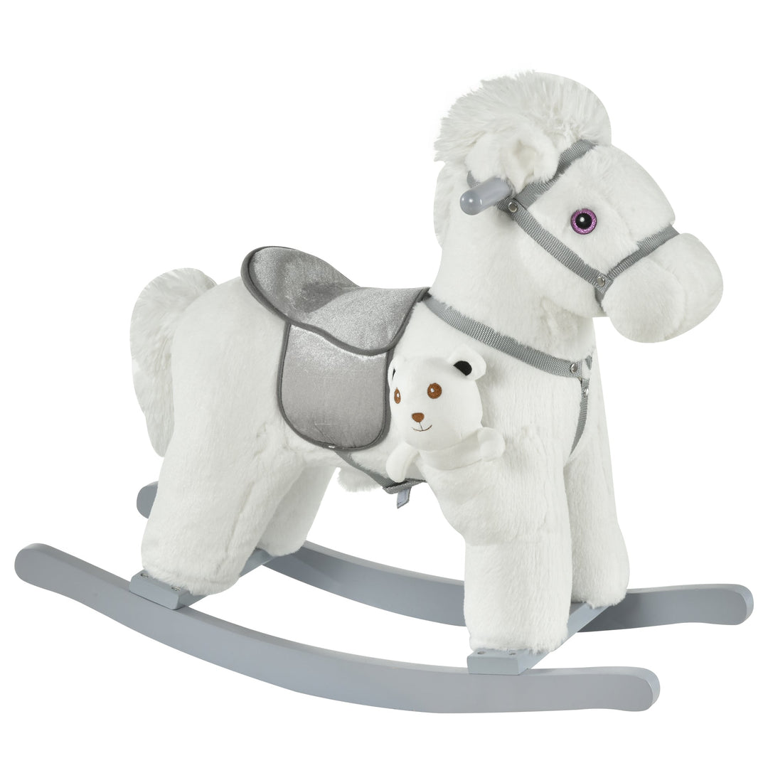MCL Kids Plush Ride-On Rocking Horse Toy Rocker with Plush Toy Realistic Sounds for Child 18-36 Months