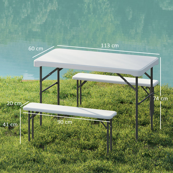 Three-Piece Folding Picnic Table and Bench Set - Light Grey
