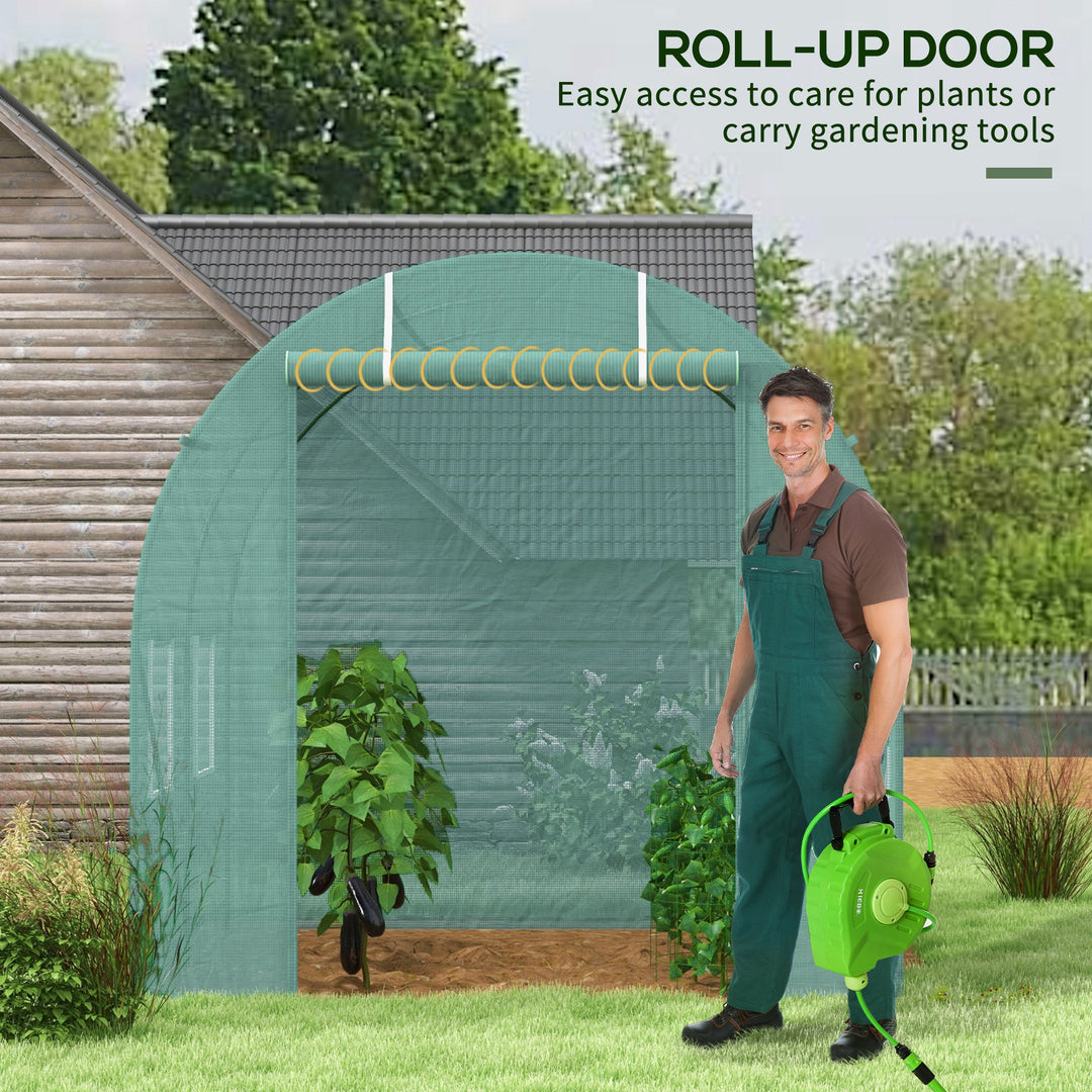 245 x 200cm Polytunnel Greenhouse - Green