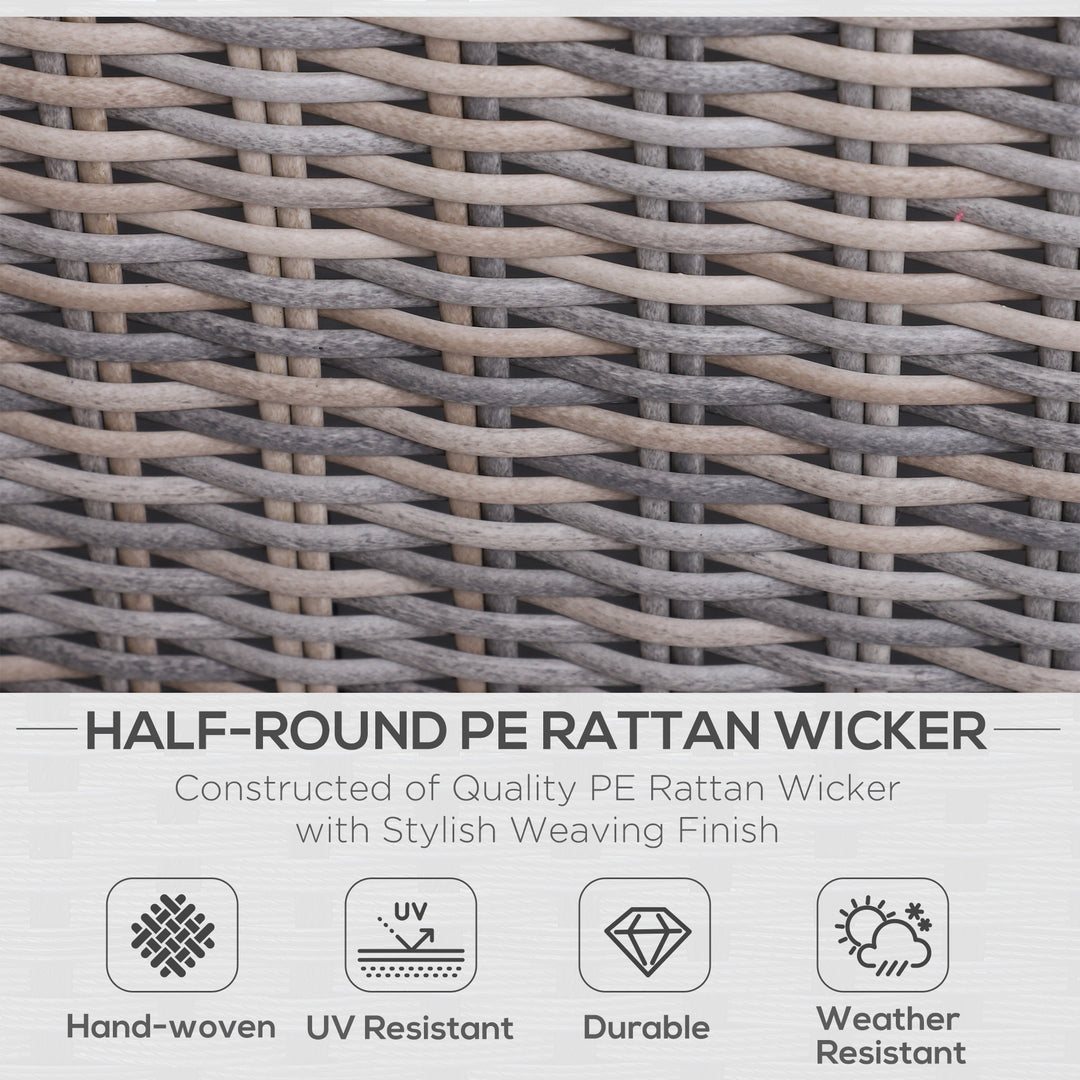 5 Piece Rattan Garden Furniture Set w/ 10cm Thick Cushions, Aluminium Frame Wicker Outdoor Balcony Sofa Set with Corner Armchairs, Ottomans, and Glass Top Table, Mixed Brown