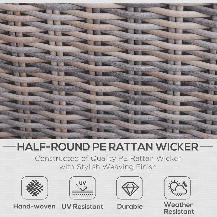 5 Piece Rattan Garden Furniture Set w/ 10cm Thick Cushions, Aluminium Frame Wicker Outdoor Balcony Sofa Set with Corner Armchairs, Ottomans, and Glass Top Table, Mixed Brown