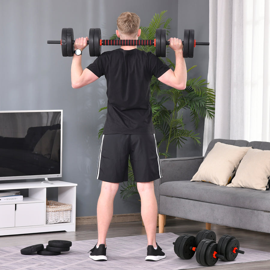 25kg 2 IN 1 Adjustable Dumbbells Weight Set, Dumbbell Hand Weight Barbell for Body Fitness, Lifting Training for Home, Office, Gym, Black