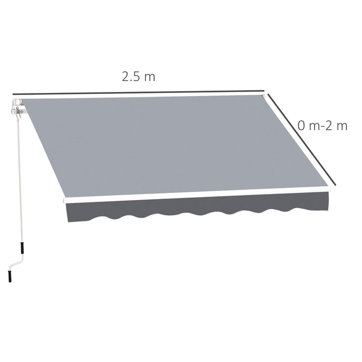 MCL 2.5m x 2m Garden Patio Manual Awning Canopy Sun Shade Shelter Retractable with Winding Handle Grey
