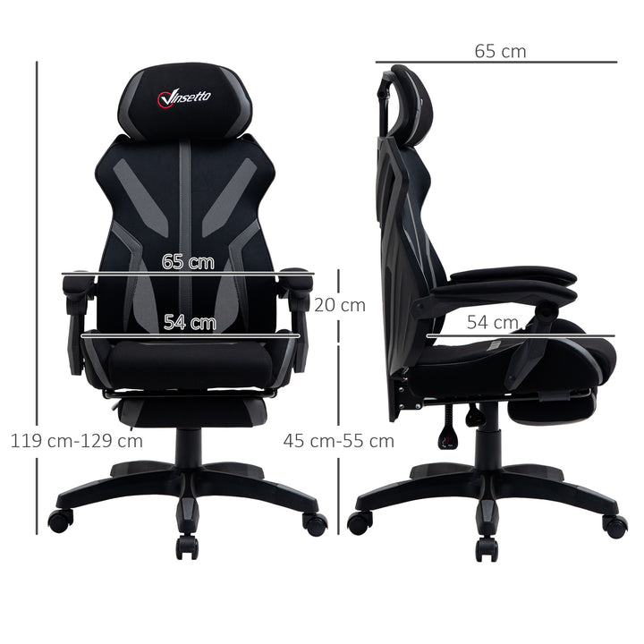 Mesh Office Chair Desk Task Computer Recliner with Footrest, Lumbar Back Support, Swivel Wheels, Adjustable Height for Home, Black Grey