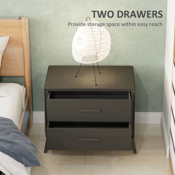 Velvet-Feel Chest of Two Drawers - Brown