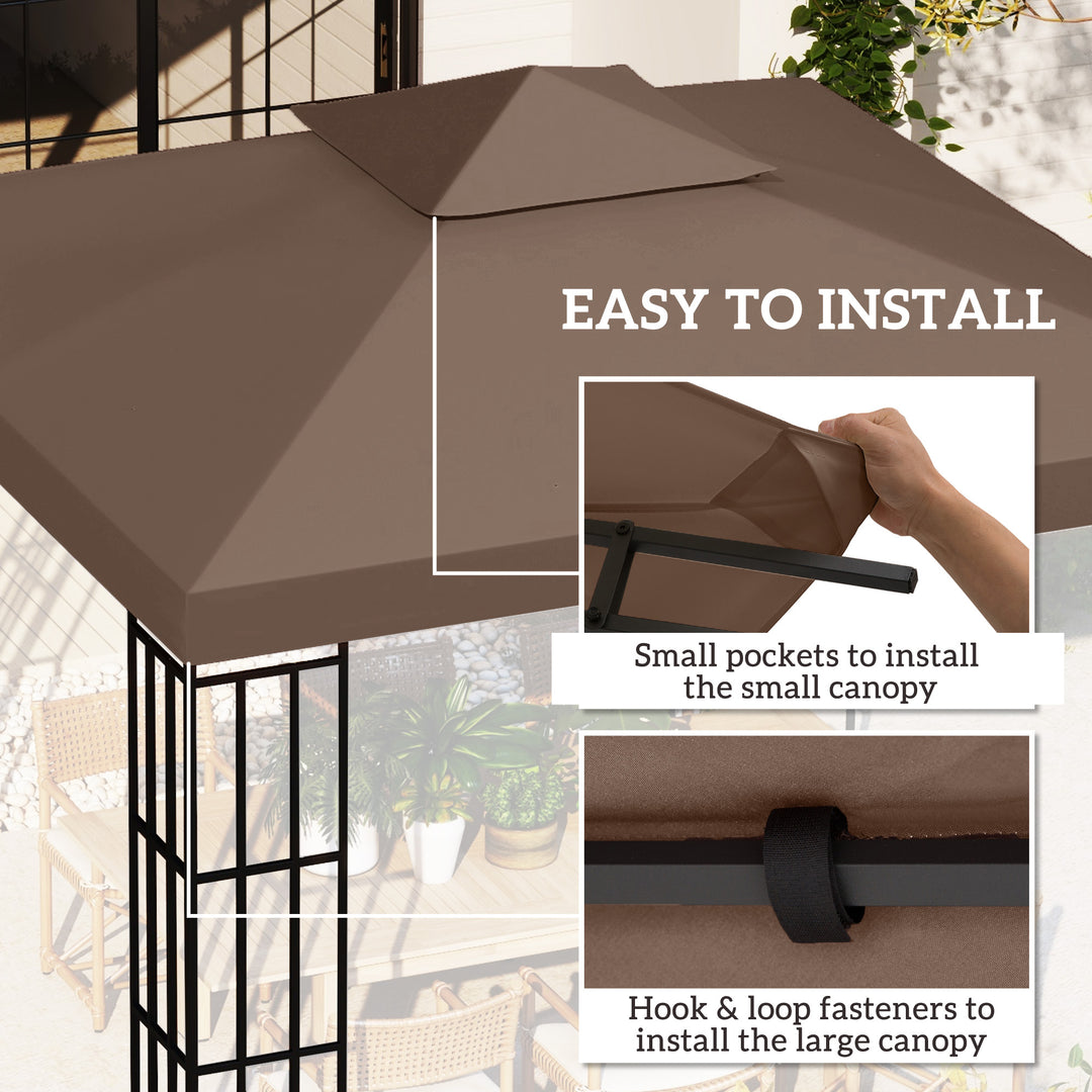 3x3 m Double-Tier Canopy Top Replacement-Coffee