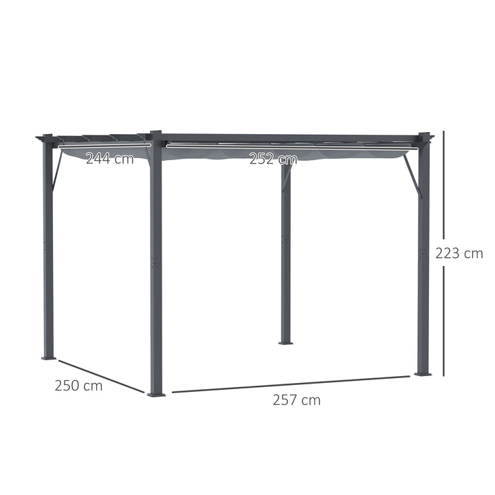 3 x 3 m Aluminum Gazebo, with Retractable Roof - Grey